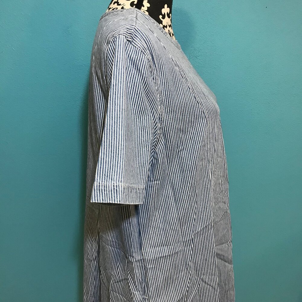 Caslon Woman's Blue & White Striped Denim Frock Dress EUC Large L Casual Career - Picture 3 of 13